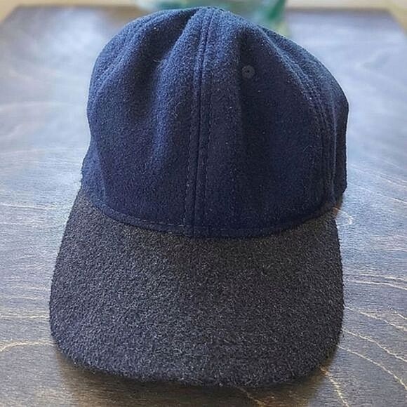 Vtg fleece two-tone navy and charcoal baseball cap - Picture 2 of 8